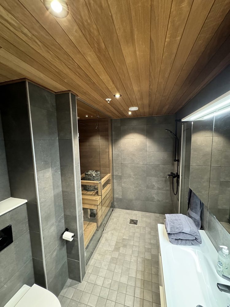One of the two bathrooms